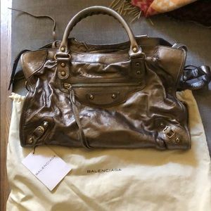 Balenciaga City Bag, metallic pewter